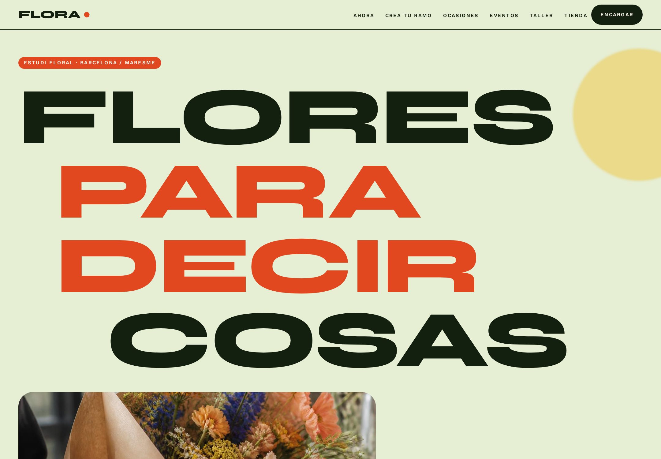 Portada de la web FLORA, floristería de barrio