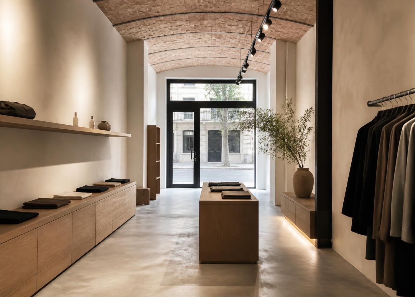 Local comercial en Gràcia con bóveda catalana vista y mobiliario a medida