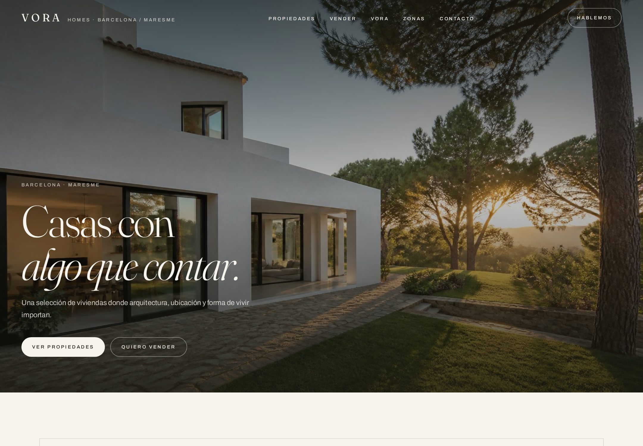 Portada de la web VORA, inmobiliaria boutique